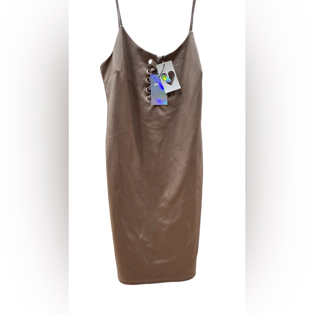 Brown Lace-Up Dress